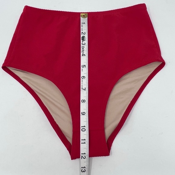 J Crew Bikini Womens Small Off The Shoulder Bikini Set Cherry Red Pique Nylon‎ - Picture 7 of 12